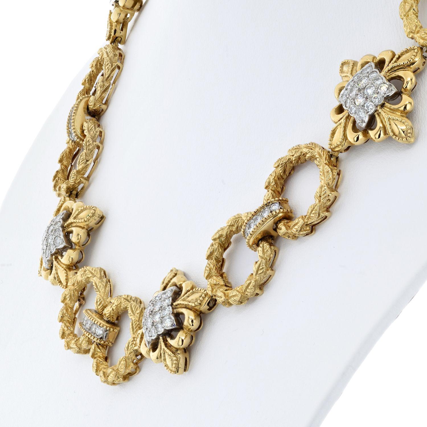 Wander France 18K Yellow Gold Open Link Diamond Necklace In Excellent Condition In New York, NY