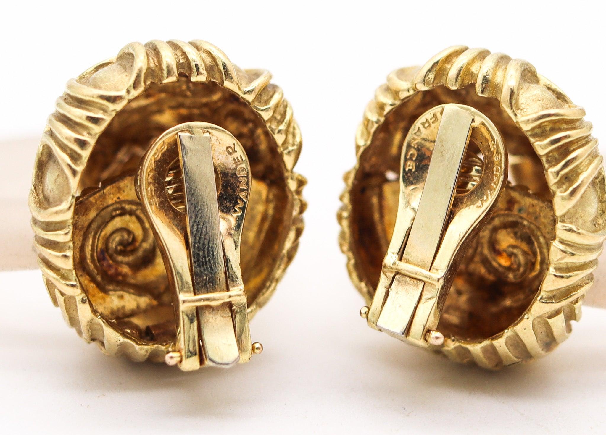WANDER-FRANCE 1960 Boucles d'oreilles pendantes Doorknockers en or 18Kt et quartz rocheux en vente 1
