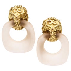 WANDER-FRANCE 1960 Orecchini con pendenti in oro 18Kt e quarzi rocciosi