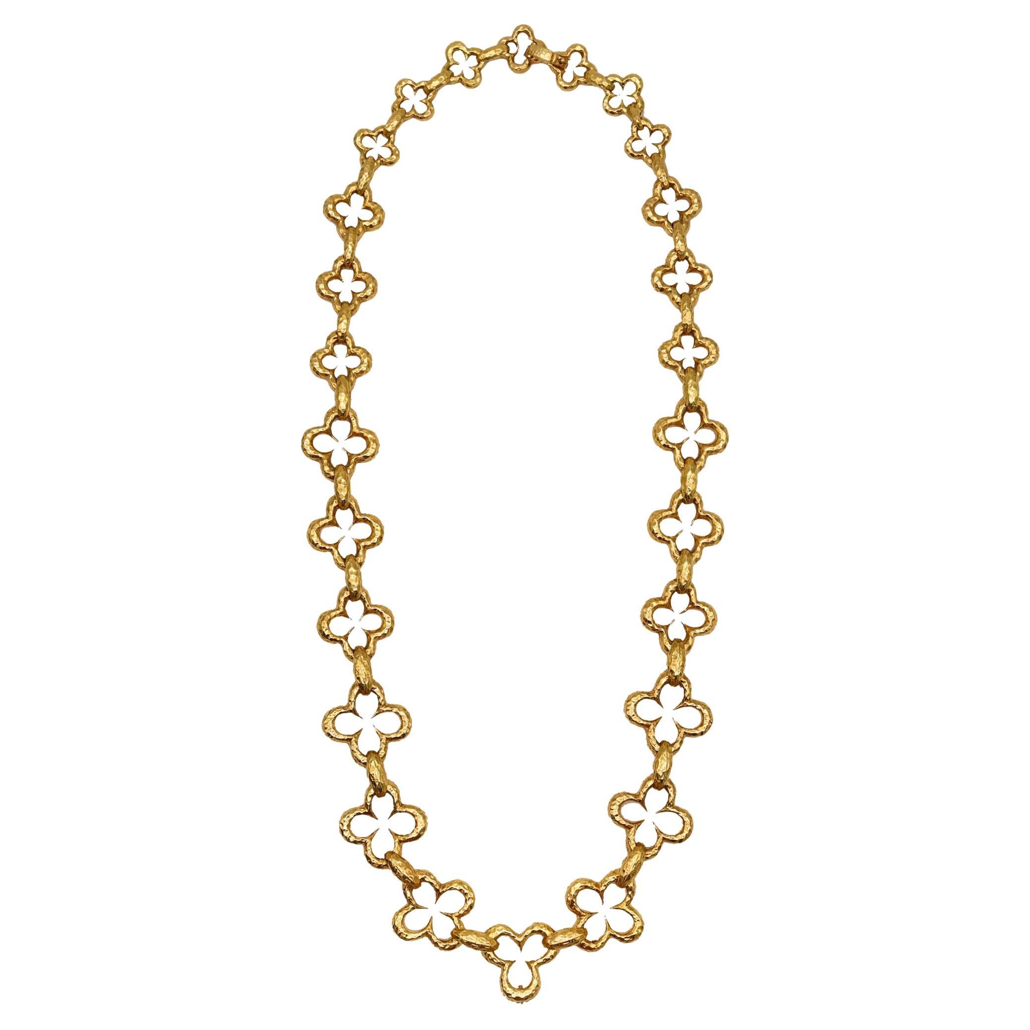 Wander France 1960 Mid Century Graduated Alhambra Necklace In 18Kt Yellow Gold