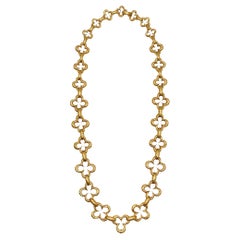 Vintage Wander France 1960 Mid Century Graduated Alhambra Necklace In 18Kt Yellow Gold