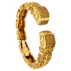 WANDER FRANCE 1960 Modernistisches Manschettenarmband aus massivem 18 Karat Gelbgold