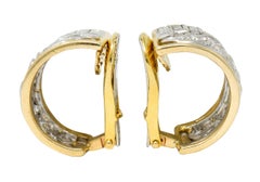 Wander France 2.00 Carat Diamond Platinum 18 Karat Gold J Hoop Earrings