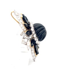 Wander France Broche/Pendiente Ónix y Diamantes Oro Amarillo y Blanco 18K