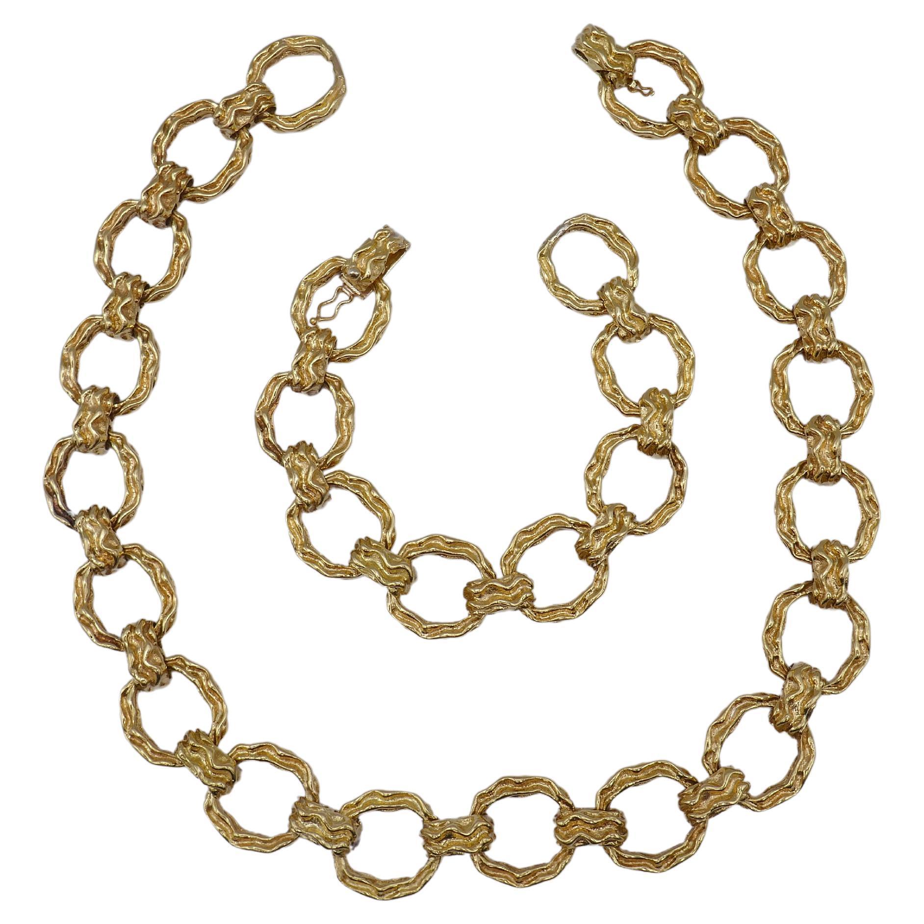 Wander Gold Necklace 18k Hammered Gold Bracelet Set 4