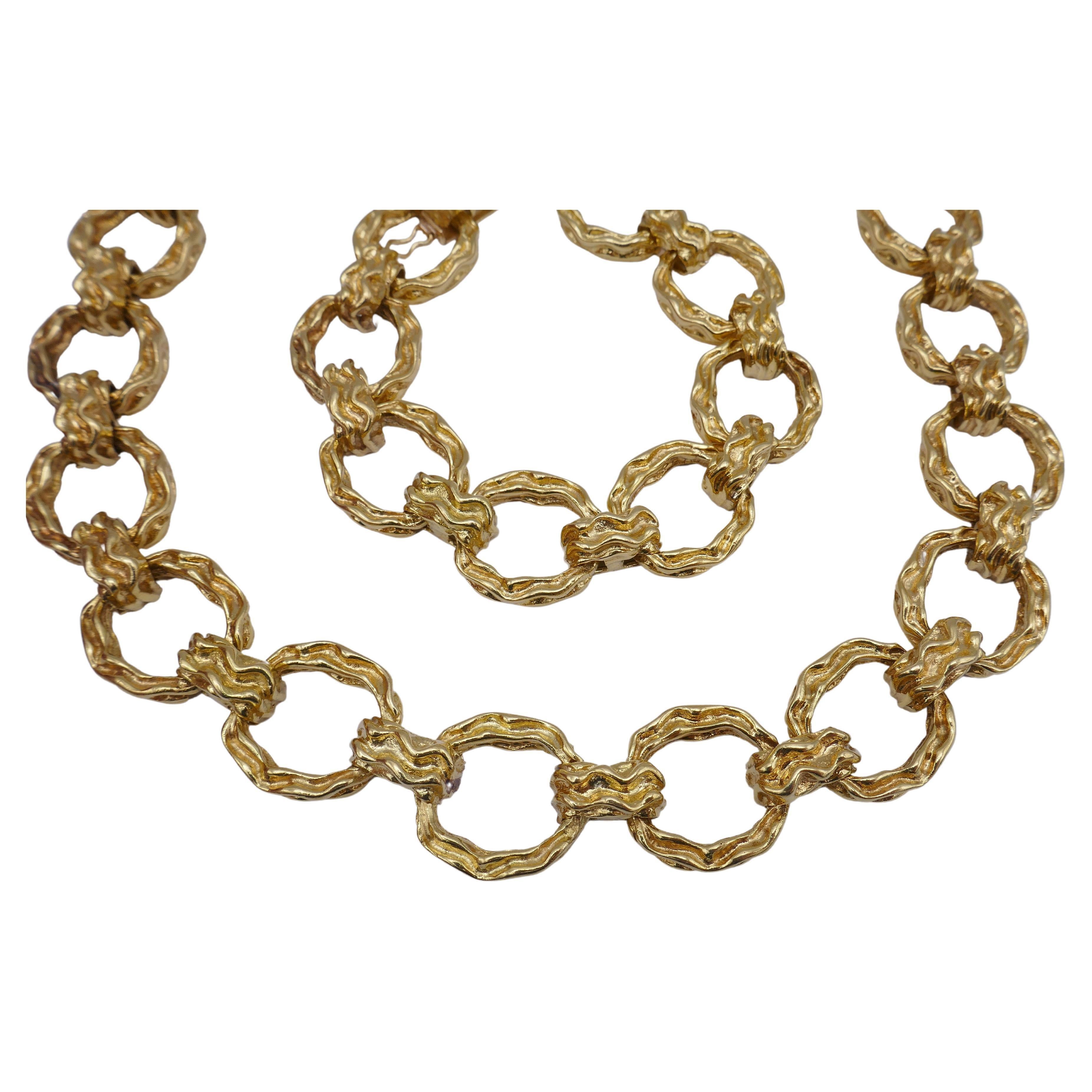 Wander Gold Necklace 18k Hammered Gold Bracelet Set 5