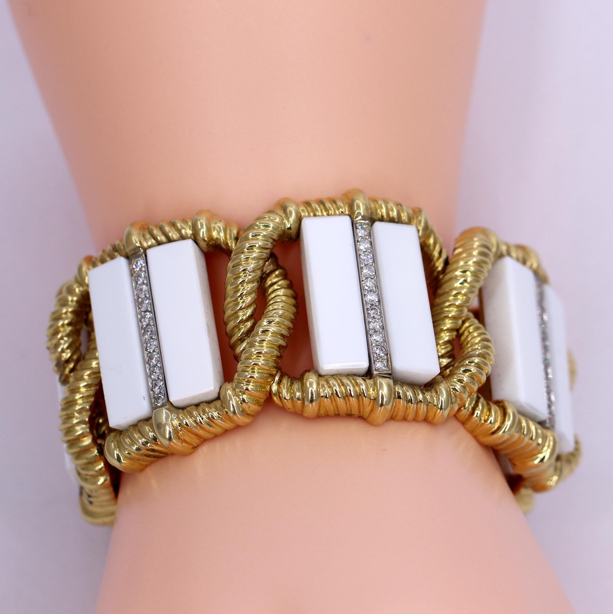 Wander White Onyx and Diamond Gold Bracelet 1