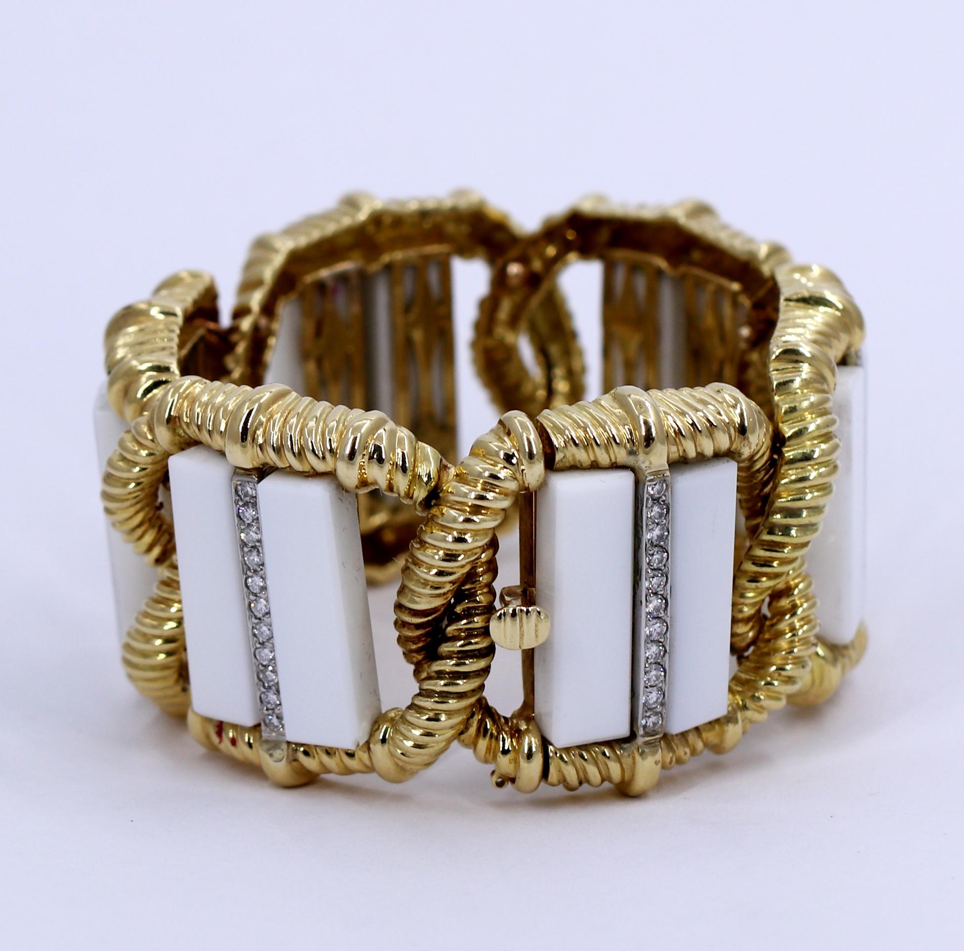 Wander White Onyx and Diamond Gold Bracelet 3