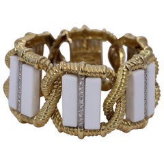 Wander White Onyx and Diamond Gold Bracelet
