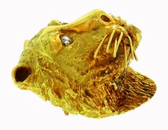 Wander Yellow Gold Leo Pendant Pin Brooch Zodiac Lion, 1970s
