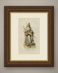 Wandering Arab or Bedouin, Antique Hand-Colored Costume Print, 1854