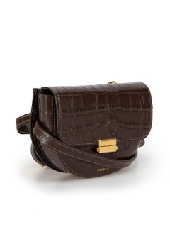 Wandler Brown Leather Croc Embossed Belt Bag