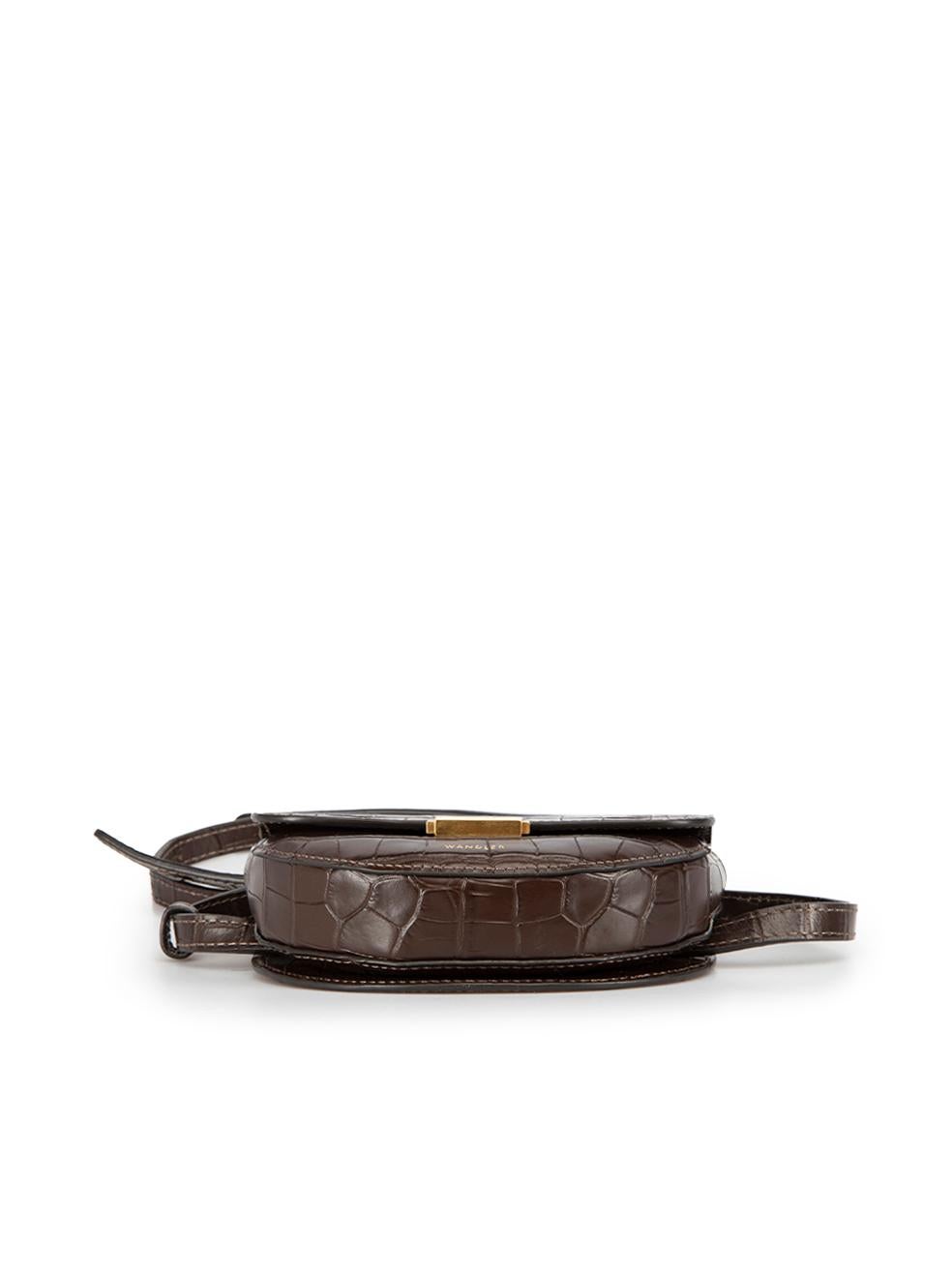 Women's Wandler Brown Leather Croc Embossed Belt Bag