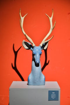 Contemporary Animal Sculpture by Wang Dapeng-  Green-Blue Forest