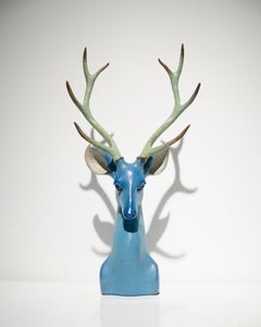 Sculpture d'animal contemporaine de Wang Dapeng-  Forêt verte et bleue