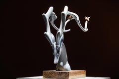 Contemporary Figurative Animal Sculpture- Sparse shadows reflect horizontally