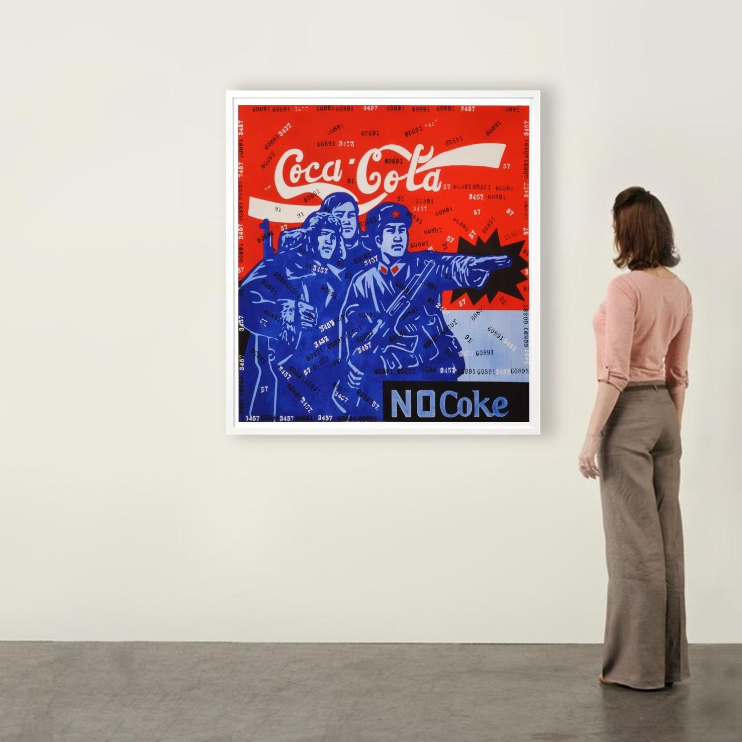 Coca-Cola No Coke - Contemporary, 21st Century, Lithograph, Limited Edition - Gray Figurative Print by Wang Guangyi