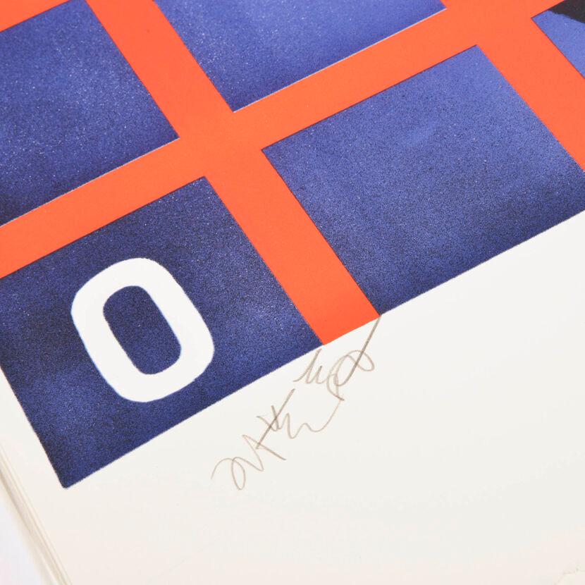 Wang Guangyi, Mao Zedong: Red Box
Lithograph on Velin BFK Rives 300 gr 
Accompanied by poem by Fernando Arrabal
120 x 80 cm (47.2 x 31.5 in.)
Edition of 165 plus 4 APs
Signed and numbered, accompanied by Certificate of Authenticity
In mint