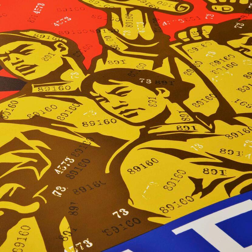 Wang Guangyi, No Time
Contemporary, 21st Century, Lithograph, Chinese, Chinese Culture
Lithograph  on Velin BFK Rives 300 gr 
Accompanied by poem by Fernando Arrabal
Edition of 165 plus 4 APs
80 x 120 cm (31.5 x 47.2 in.)
Signed and numbered,