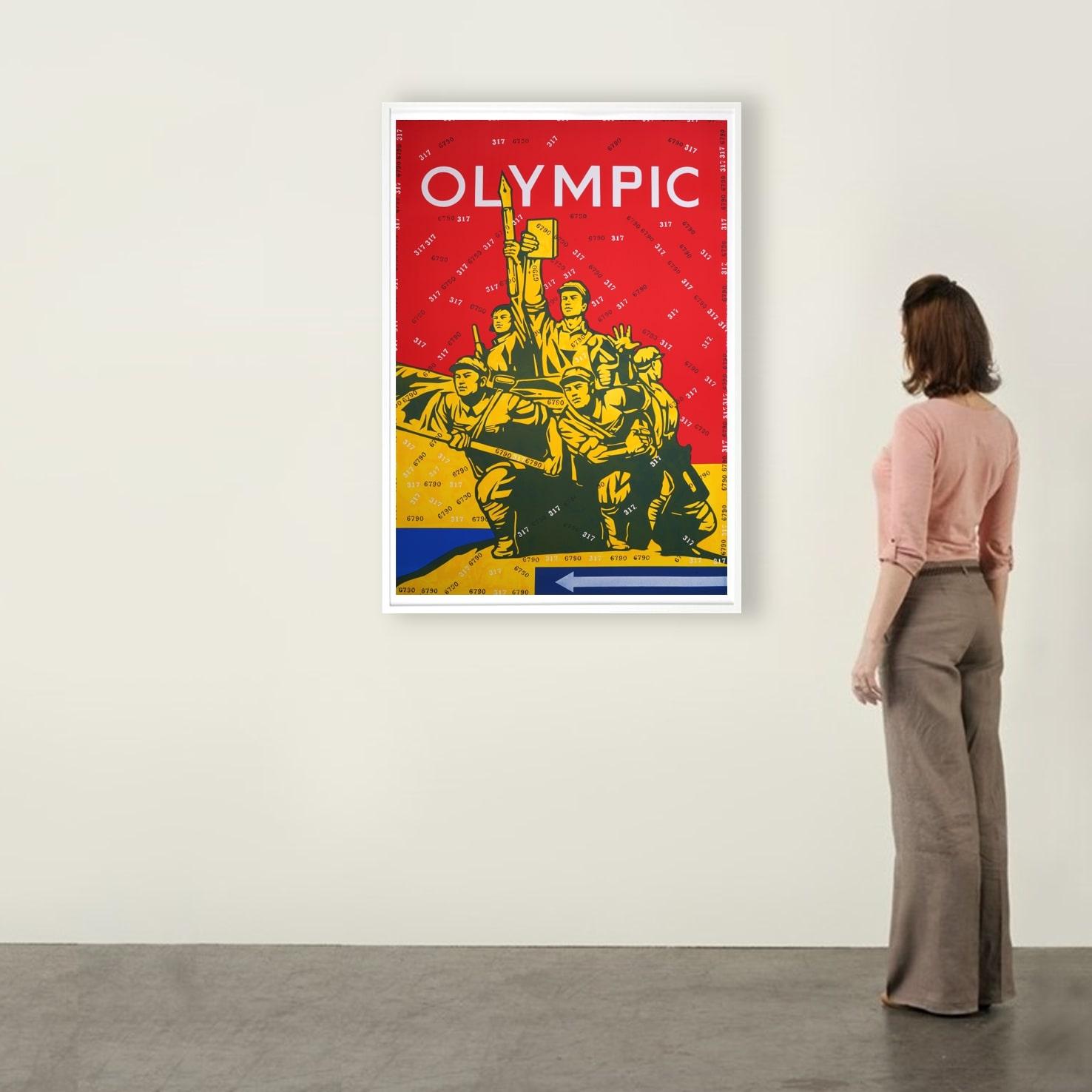 Wang Guangyi, Olympic I
Contemporary, 21st Century, Lithograph, Limited Edition, Chinese art
Lithograph  on Velin BFK Rives 300 gr 
Accompanied by poem by Fernando Arrabal
120 x 80 cm (47.2 x 31.5 in.)
Edition of 165 plus 4 APs
Signed and numbered,