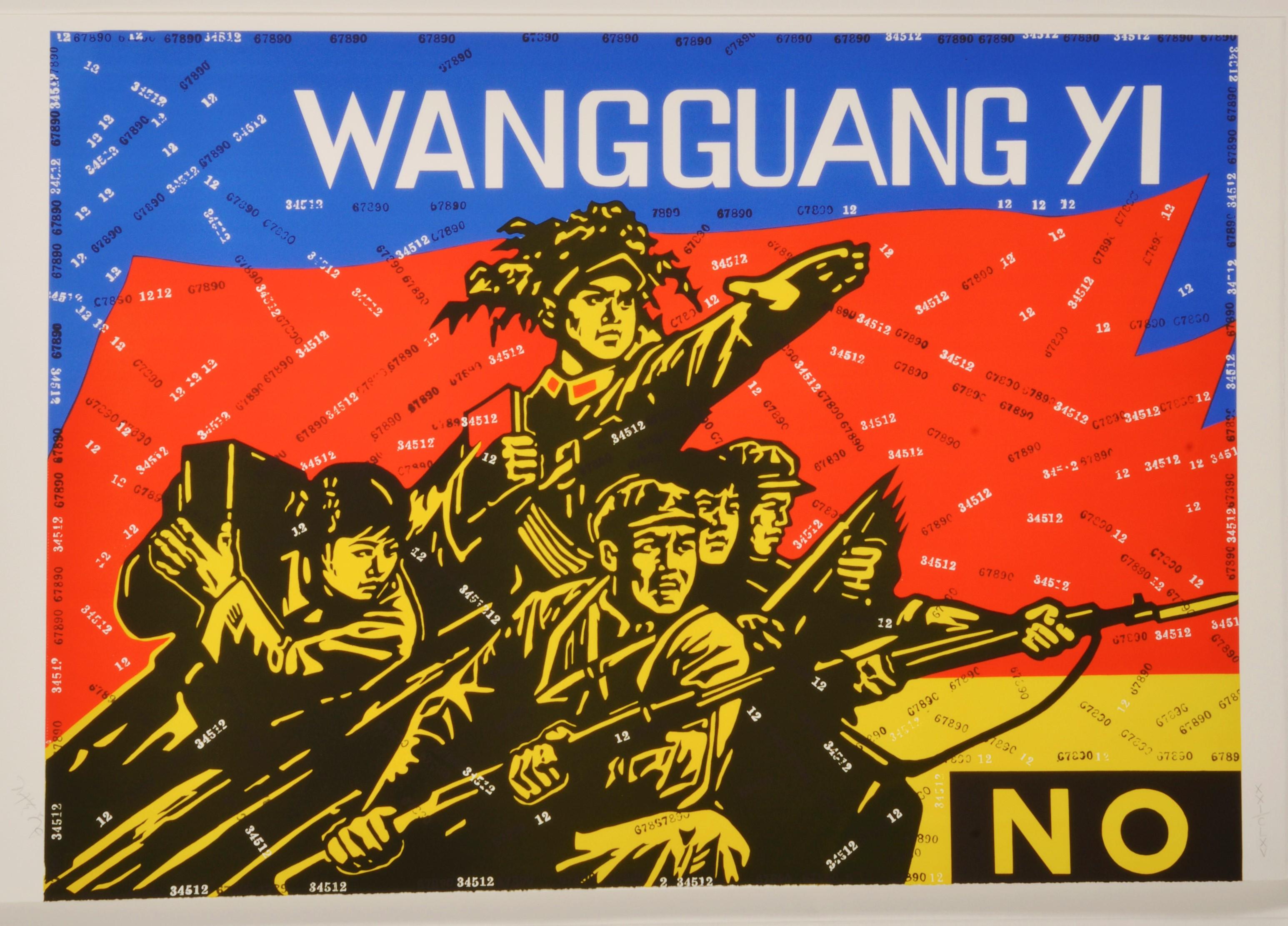 Wang Guangyi, Wang Guangyi No
Lithograph on Velin BFK Rives 300 gr 
Accompanied by poem by Fernando Arrabal
Edition of 165 plus 4 APs
80 x 120 cm (31.5 x 47.2 in.)
Signed and numbered, accompanied by Certificate of Authenticity
In mint condition, as