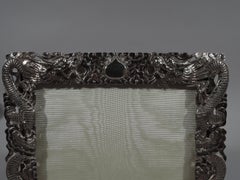 Cadre-photo chinois en argent de Wang Hing en serpentine serpent-dragon