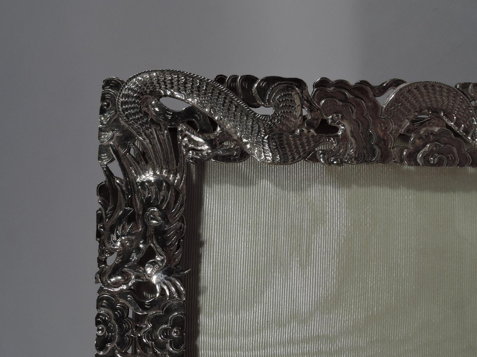 Wang Hing Chinese Silver Serpentine Serpent-Dragon Picture Frame In Good Condition In New York, NY