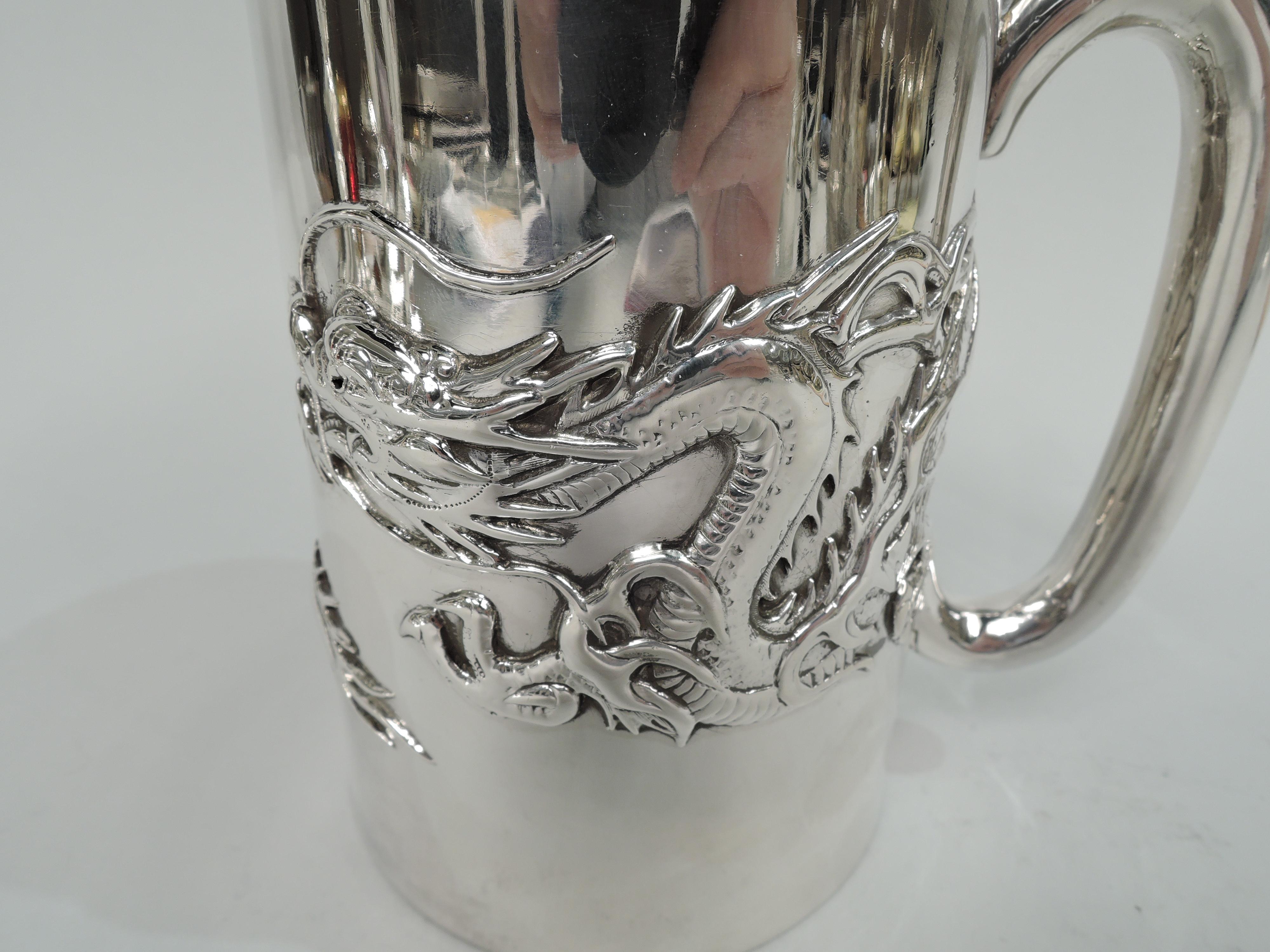 Wang Hing Large Chinese Silver Dragon Mug For Sale 2