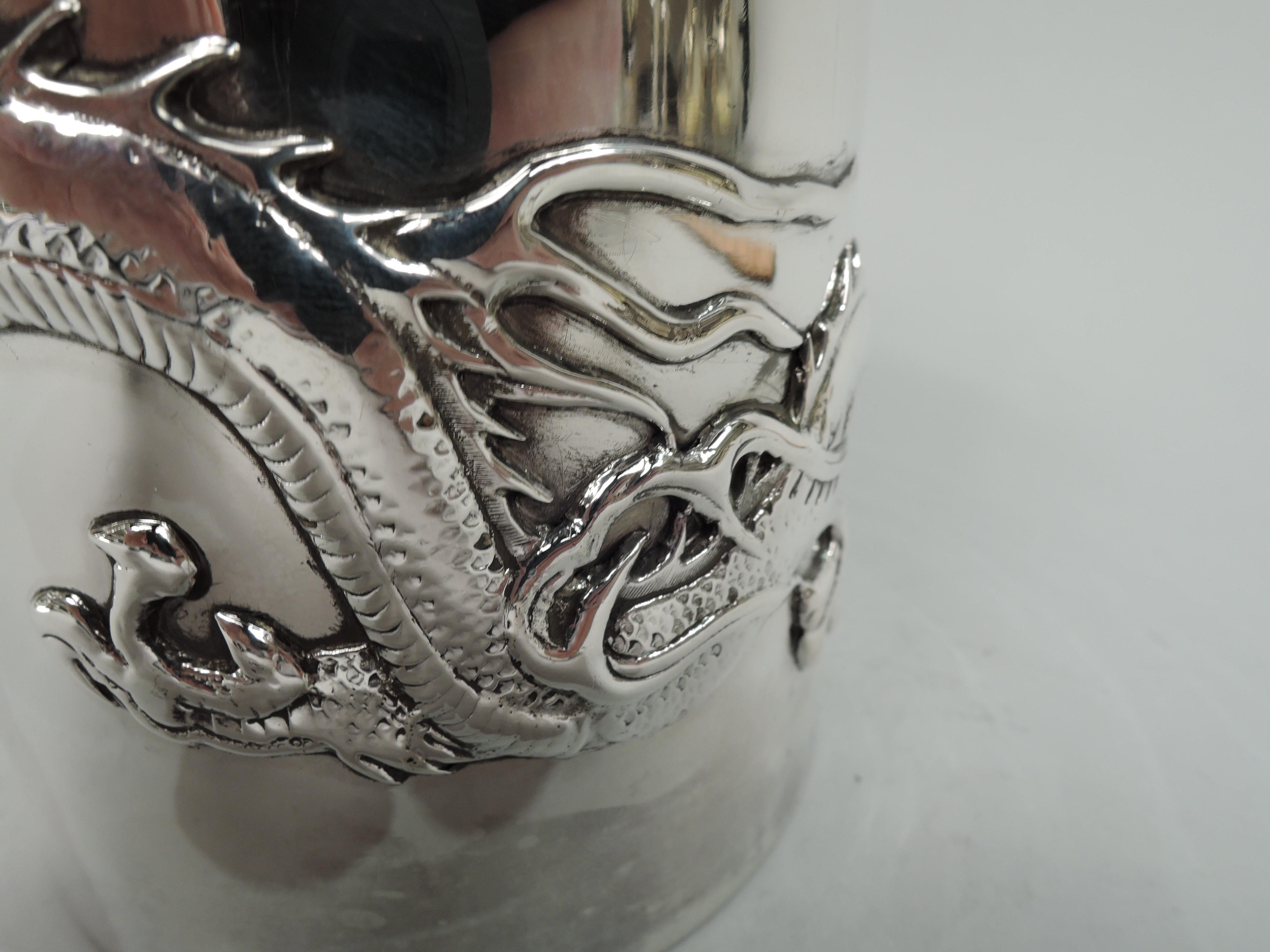 Wang Hing Large Chinese Silver Dragon Mug For Sale 3