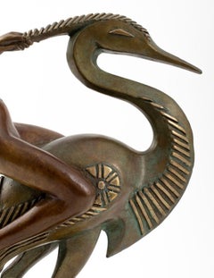Bronze « Woman Riding a Heron » de Wang Jida, 1988
