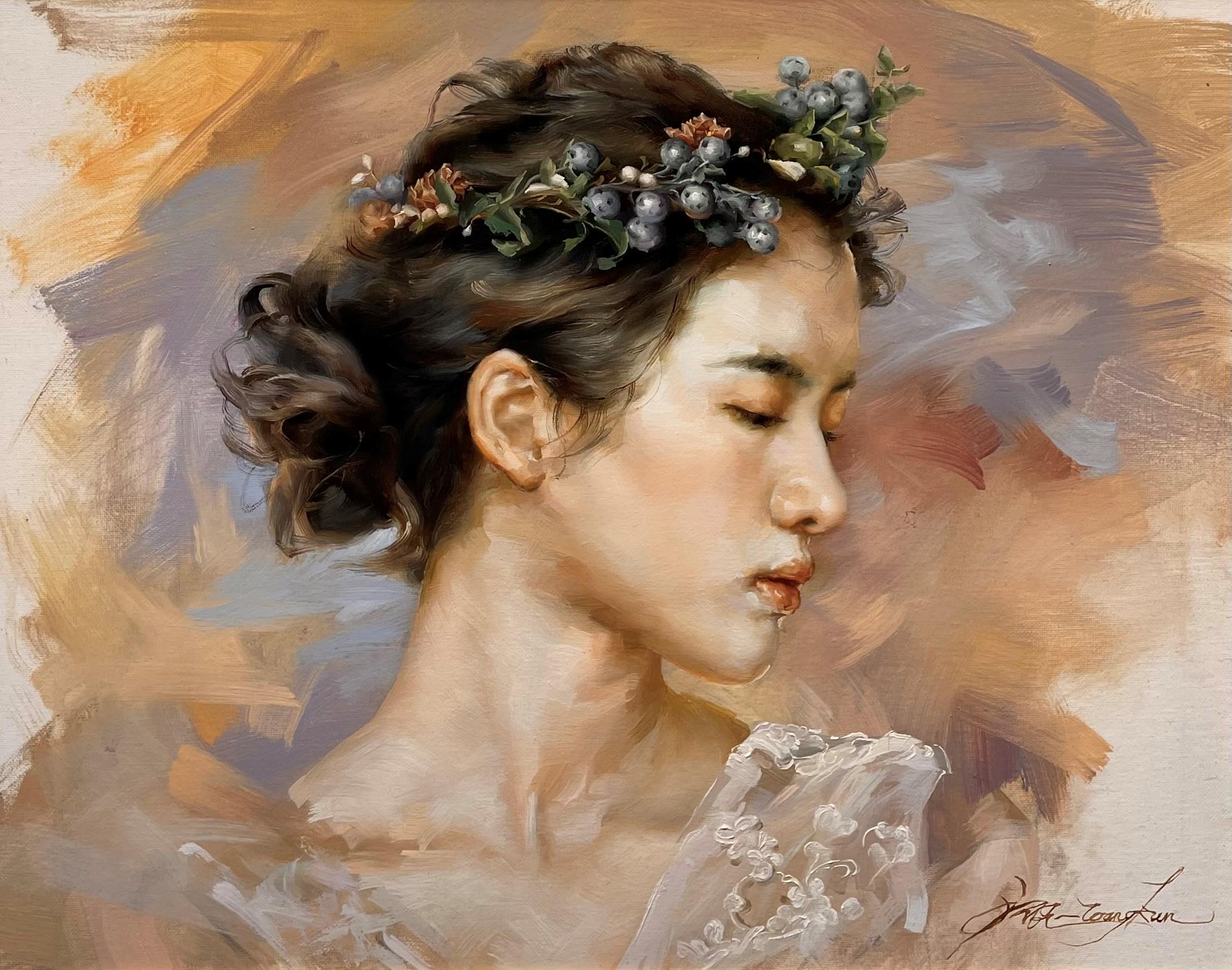 Figurative Painting di Wang Kun - "Riflesso", pittura a olio