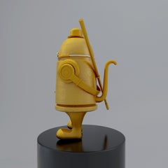 Pop Art Trendy Art Wukong Sculpture: Yellow Color Bullet Monkey, Buddha, Headset