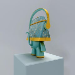 Pop Sculpture: Van Gogh Almond Blossom Green Leather Handbag Monkey