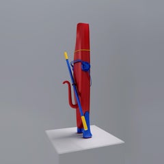 Pop Trendy Art Sculpture: Red Color Ship Boat Figure Monkey King
