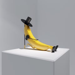 Pop Trendy Art: Yellow Banana Monkey King with Black Cap & Headset