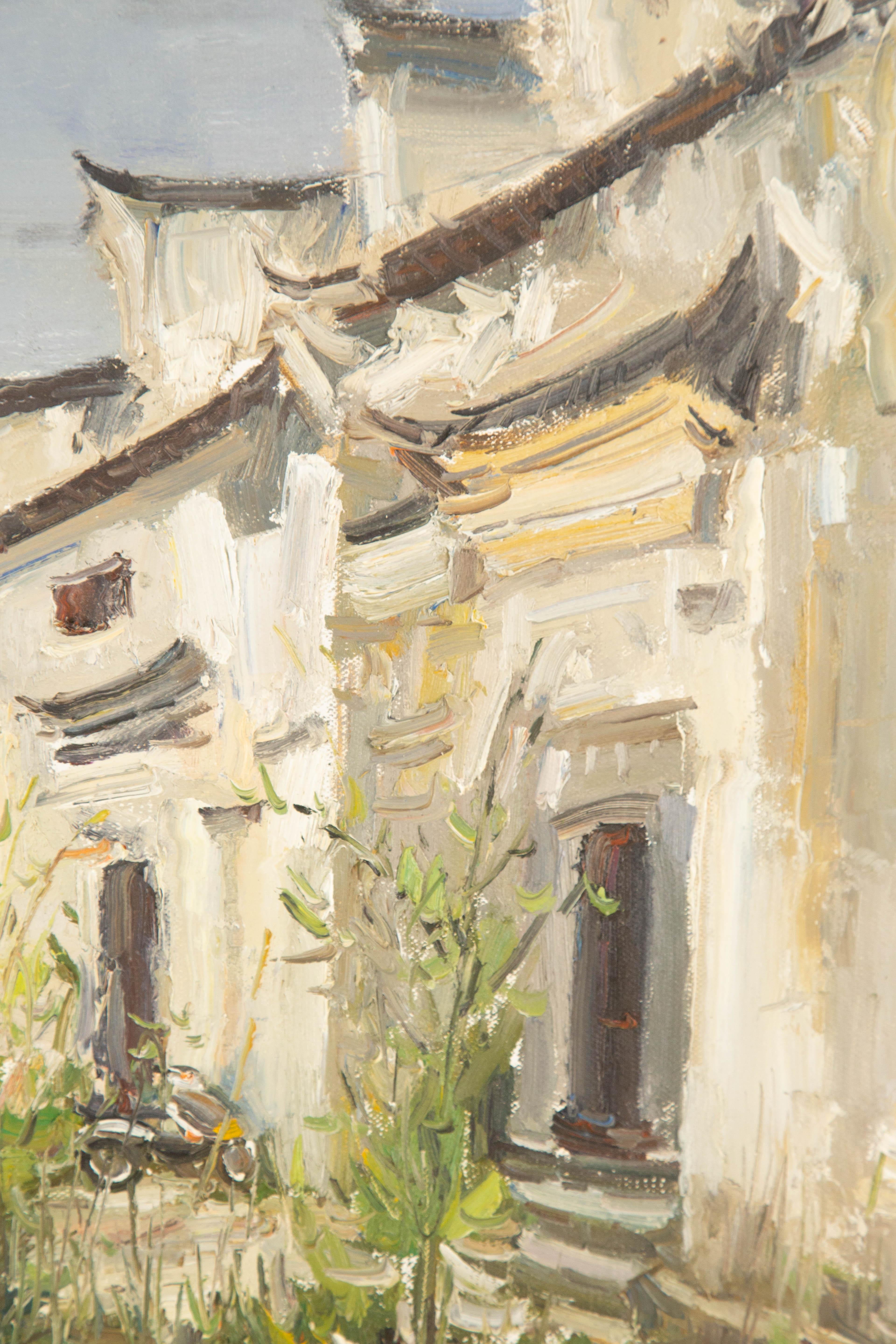 Wang PanPan - Panpan Wang Landscape Original Oil On Canvas "The Alley ...