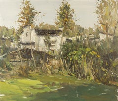 Panpan Wang Landschaft Original Öl auf Leinwand "Village Series II"