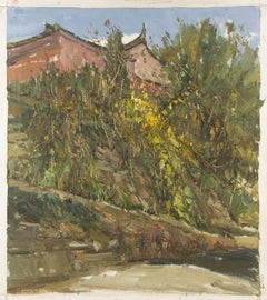 Panpan Wang Landschaft Original Öl auf Leinwand "Village Series III"
