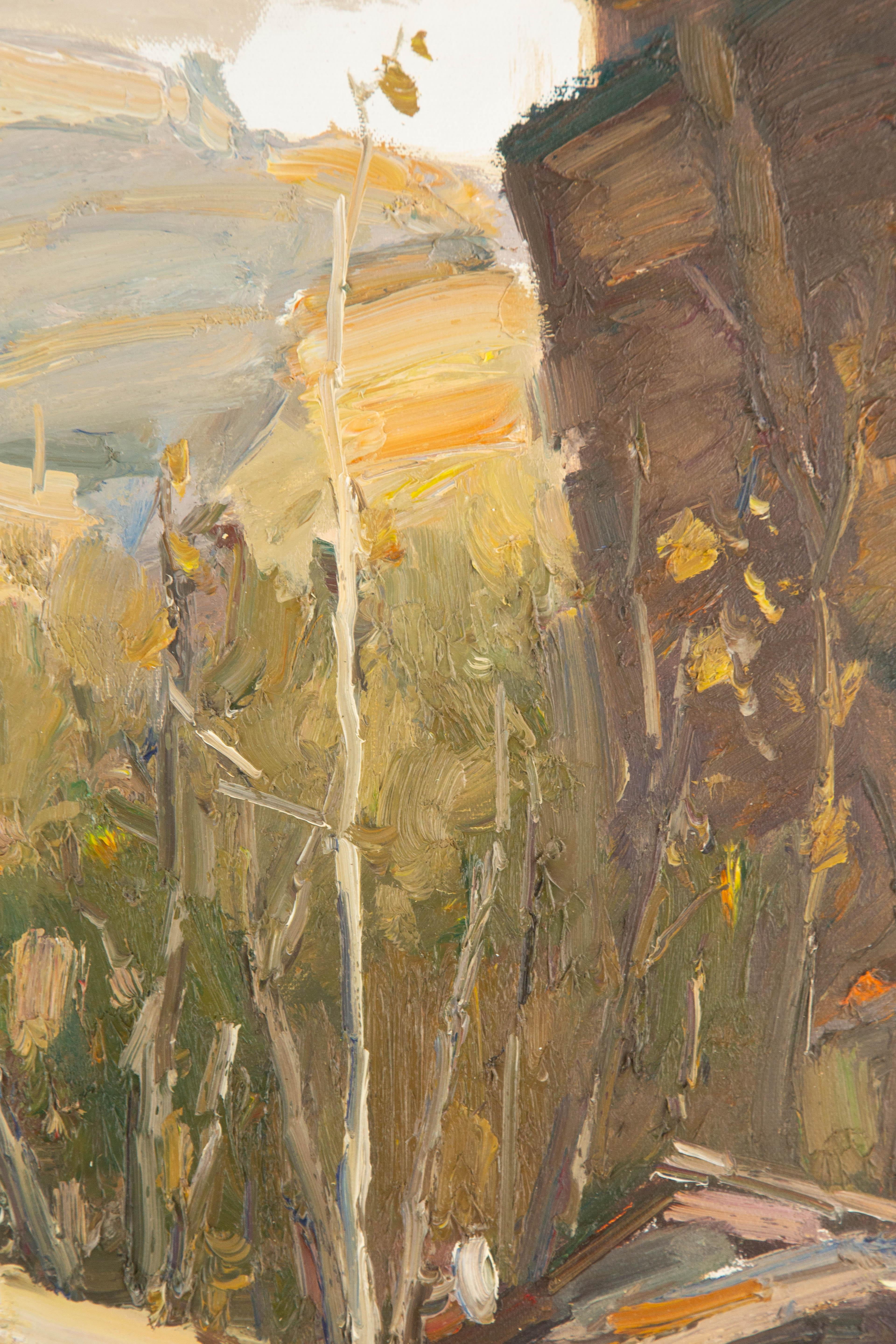 Wang PanPan - Panpan Wang Landscape Original Oil On Canvas "Village ...