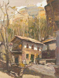 Panpan Wang Landschaft Original Öl auf Leinwand "Village Series IV"