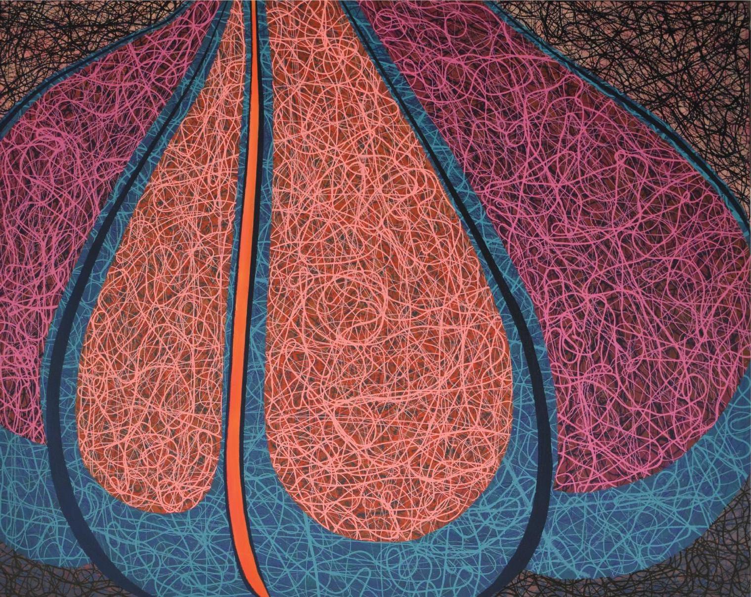 Infinite #1, Abstract line pattern modern art drawing painting canvas, In stock - Painting by Wang Shi Wen