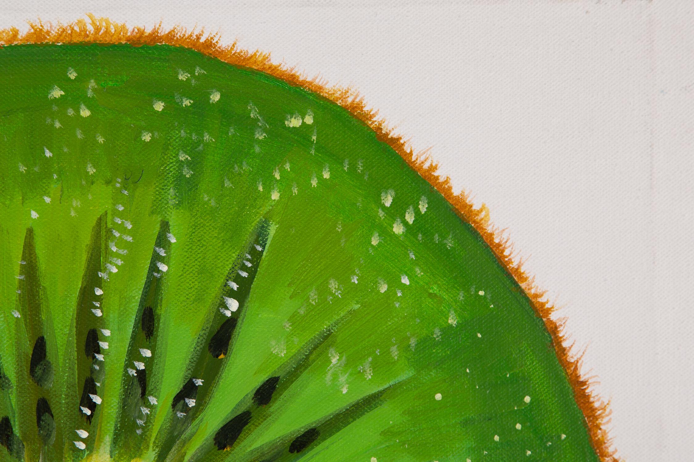  Title: Fruit - Kiwi
 Medium: Oil on canvas
 Size: 19.5 x 19.5inches
 Frame: Framing options available!
 Age: 2000s
 Condition: Painting appears to be in excellent condition.
 Note: This painting is unstretched
 Artist: Wang Shuen
 Provenance: