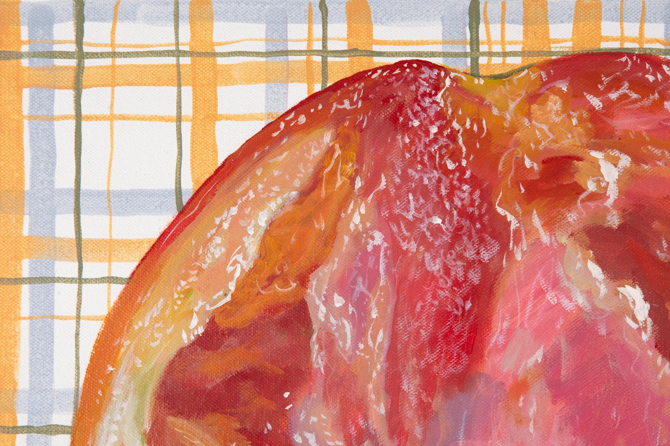 Nature morte originale de Wang Shuen - Peinture à l'huile Vegetable - Tomato en vente 1