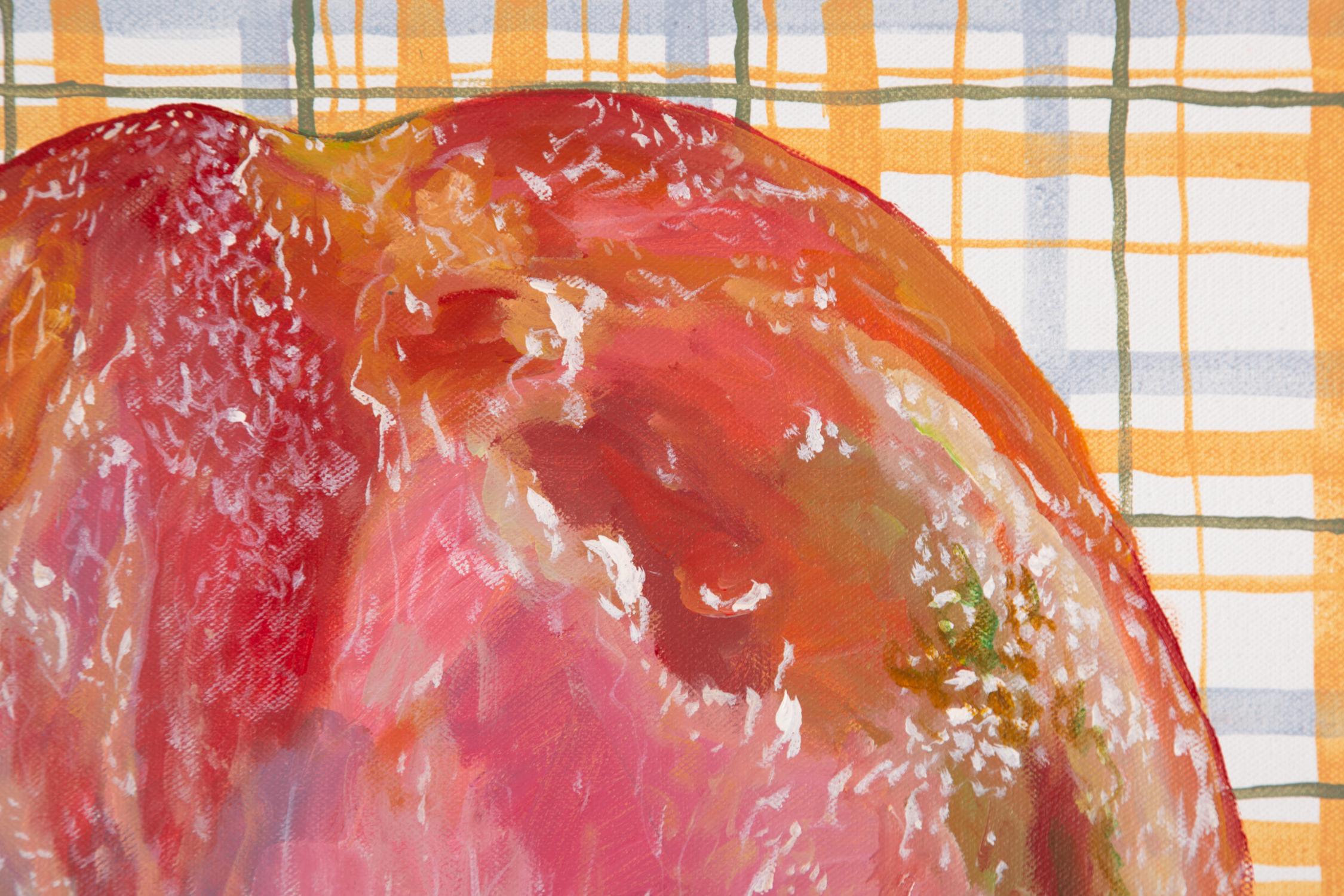 Nature morte originale de Wang Shuen - Peinture à l'huile Vegetable - Tomato en vente 2