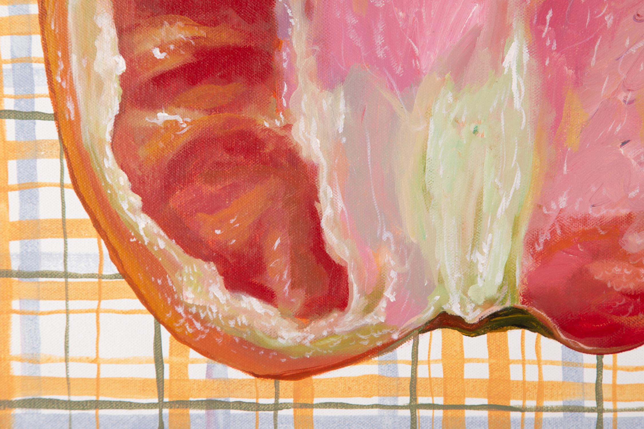 Nature morte originale de Wang Shuen - Peinture à l'huile Vegetable - Tomato en vente 3