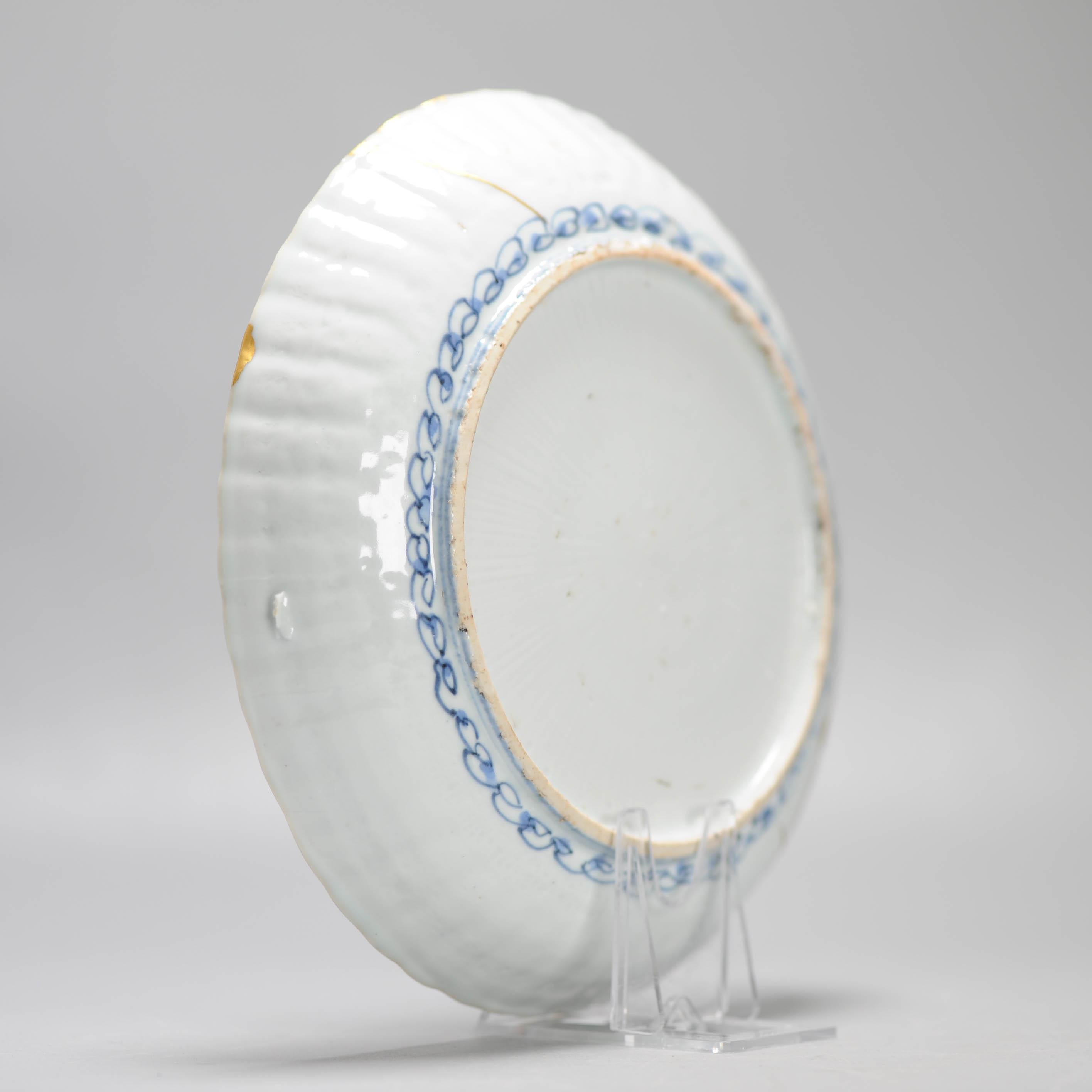Wanli Antique Ming Period Chinese Porcelain Kraak Plate Grasshopper Kintsugi 2