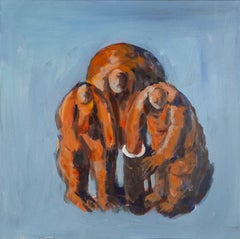 Wanshui Zhu Animal Original Mixed Media "Curious"