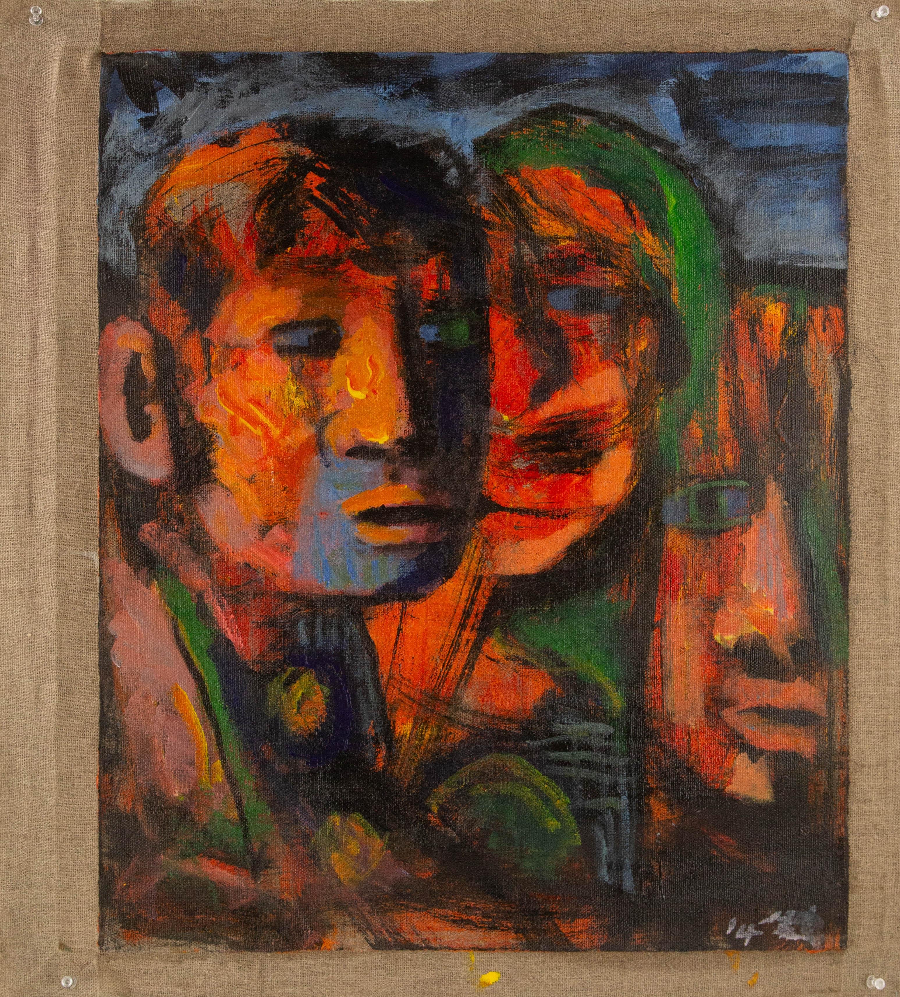 Wanshui Zhu Porträt Original Mixed Media „Dree People“ Original im Angebot 7