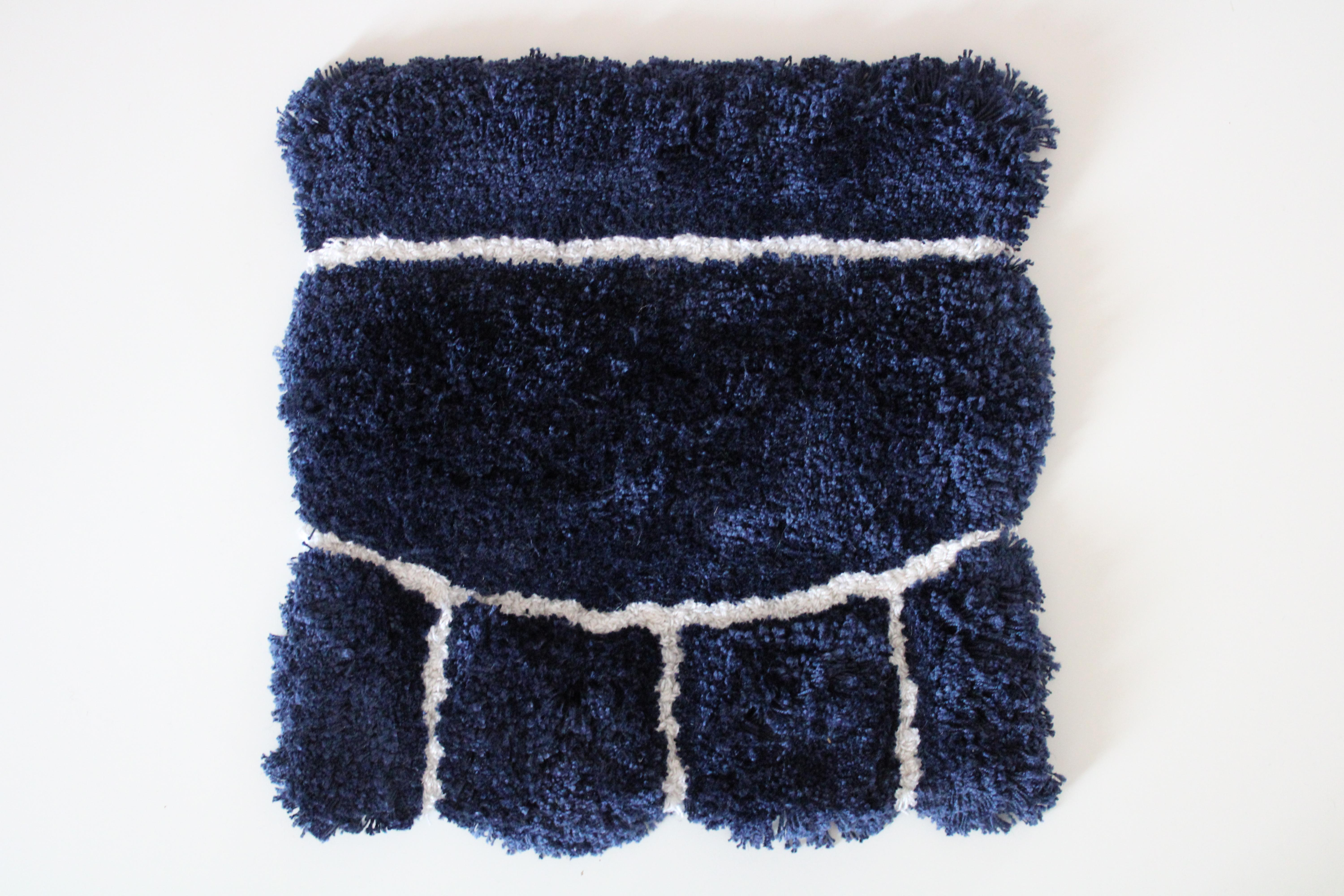 Indian Want Hand-Tufted Blue Rug, Take Me Up Collection by Paolo Stella For Sale
