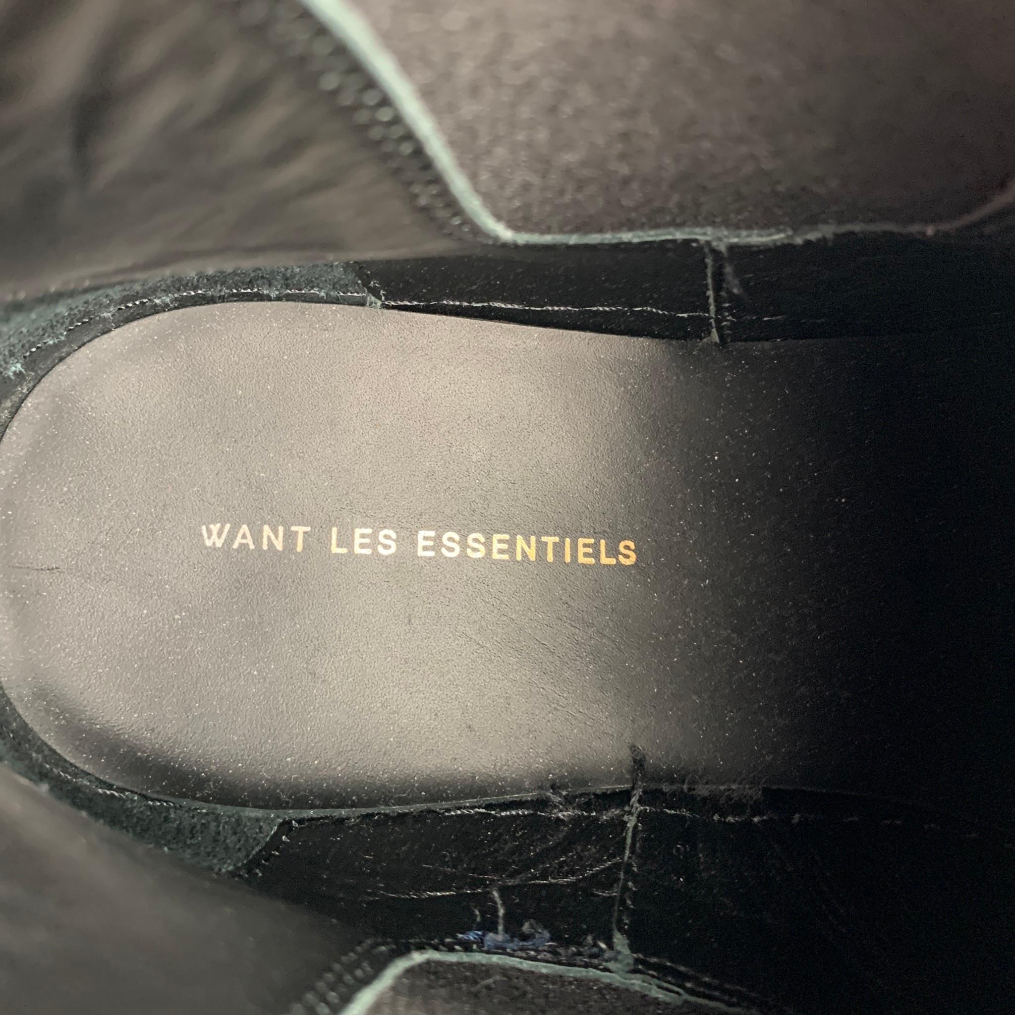 WANT LES ESSENTIELS Size 11 Indigo Denim Pull On Ankle Boots In Good Condition In San Francisco, CA